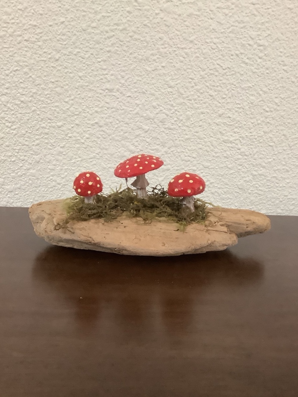 Driftwood Art, Driftwood & Ceramic Amanita Mushrooms , Amanita Mushroom Art